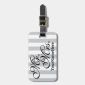 色のストライプをカスタマイズName Click氏および夫人 ラゲッジタグ (正面縦)