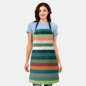 色のストライプ エプロン (着用した状態)