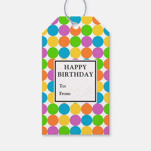 色のスポット数々の誕生日ギフトラベル ギフトタグ (正面)