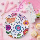 色のチュンキーはっきりしたな花 ペーパープレート (パーティー)