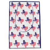 色のテキサス州カスタムな米国アメリカの旗は主演しますか、または縞で飾ります ミディアムペーパーバッグ (正面)