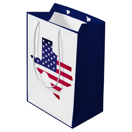 色のテキサス州カスタムな米国アメリカの旗は主演しますか、または縞で飾ります ミディアムペーパーバッグ (裏面アングル)