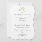 色のテンプレートの金ゴールドホイルの金蜂の結婚 招待状 (正面)