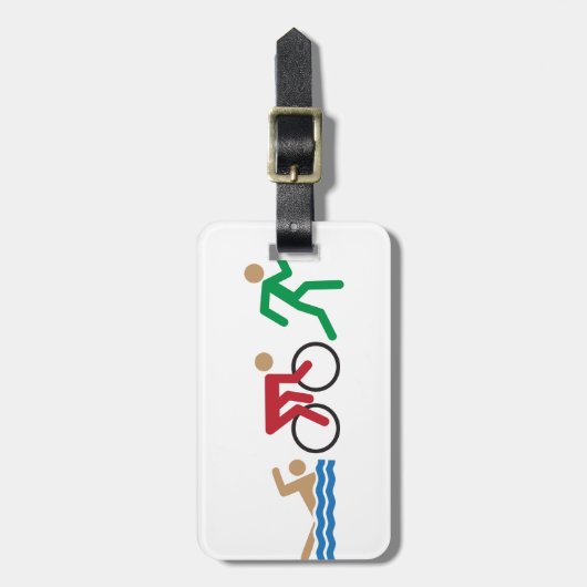 色のトライアスロンのロゴアイコン ラゲッジタグ (正面縦)