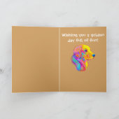 色のハッピーバースデーのゴールデン・リトリーバー カード (内部)