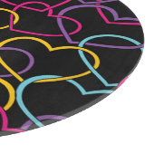 色のハートが付いているバレンタインパターン カッティングボード (角)