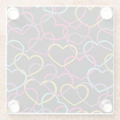 色のハートが付いているバレンタインパターン ガラスコースター (裏面)