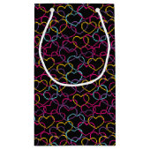 色のハートが付いているバレンタインパターン スモールペーパーバッグ (裏面)