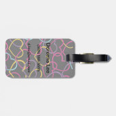 色のハートが付いているバレンタインパターン ラゲッジタグ (裏面横)