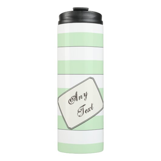 色のパステル調の緑のストライプ文字 タンブラー (正面)