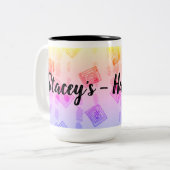 色のパーソナライズ可能な鮮やか抽象デザイン ツートーンマグカップ (正面左)