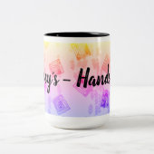 色のパーソナライズ可能な鮮やか抽象デザイン ツートーンマグカップ (中央)