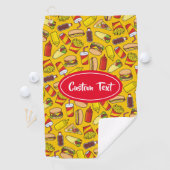 色のファーストフードのアイコンのパターン ゴルフタオル (インサイチュ)