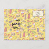 色のファーストフードのアイコンのパターン ポストカード (裏面)