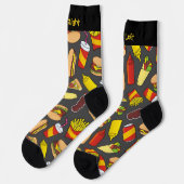 色のファーストフードのアイコン柄ソックス ソックス (左)