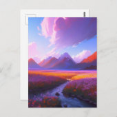 色のフィールドを流れる ポストカード (正面/裏面)