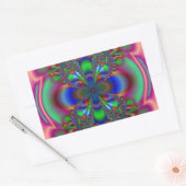 色のフラクタル数々のフラワー 長方形シール (封筒)