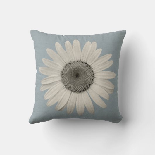 色のブルーグレーのデイジーの破裂音 クッション (裏面)
