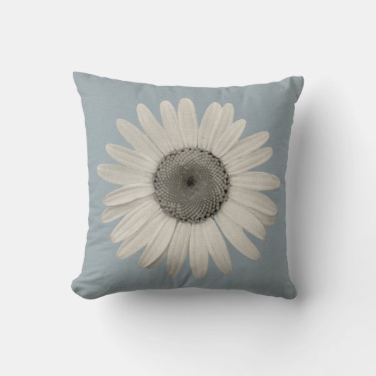 色のブルーグレーのデイジーの破裂音 クッション (正面)