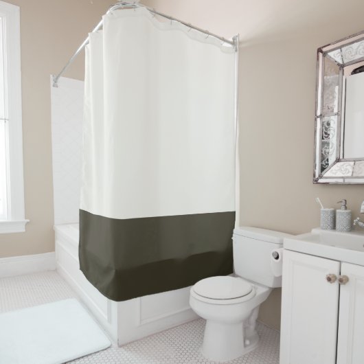 色のブロックされたシャワーカーテン自然&ダークグリーン シャワーカーテン (インサイチュ)