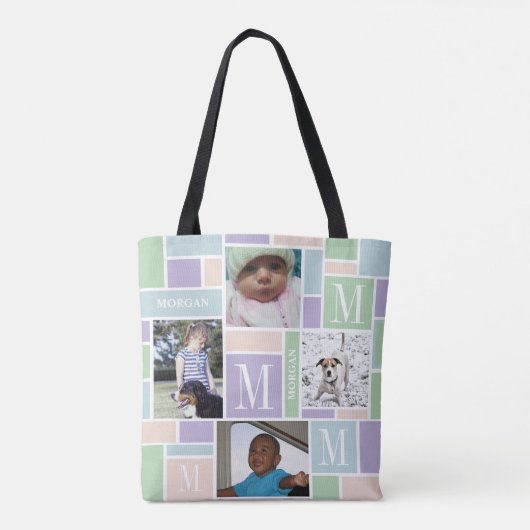 色のブロックのおもしろいのパステルのシックなトレンディー8の写真 トートバッグ (裏面)