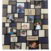 色のブロックの沿岸平静10の写真の上品のモノグラム シャワーカーテン (正面)