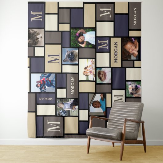 色のブロックの沿岸穏やかでシックなモノグラム10の写真 タペストリー (インサイチュ)