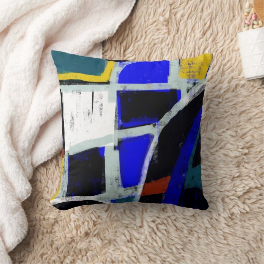 色のブロックの近代美術の枕 クッション (ブランケット)