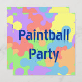 色のペンキの(ばちゃばちゃ)跳ねるのペイントボールのパーティの招待状 招待状 (正面/裏面)