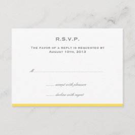 色のボーダー黄色の結婚式のrsvpの単に応答 出欠カード