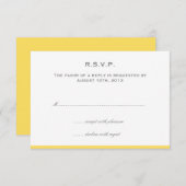 色のボーダー黄色の結婚式のrsvpの単に応答 出欠カード (正面/裏面)