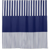 色のポップ・アートのストライプ – 青と白 シャワーカーテン (正面)