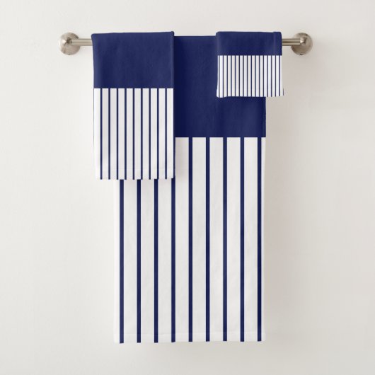 色のポップ・アートのストライプ – 青と白 バスタオルセット (インサイチュ)