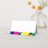 色のポップ・アートのパ結婚ス名カード プレイスカード (裏面)