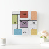 色のポップ スクエア壁時計 (ホーム)