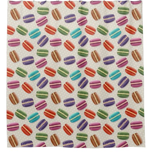 色のマカロ数々のーンを様式化したキャラメルクリスマス シャワーカーテン (正面)