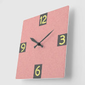 色のミニマルでガーリーな年四回ディジット スクエア壁時計 (傾斜)