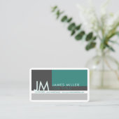 色のモダンブロック |グリーングレーホワイトビジネス 名刺 (スタンド正面)