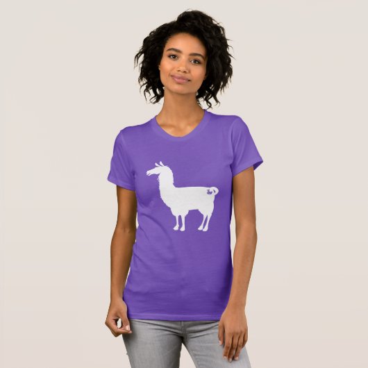 色のラマの女性Tシャツの白 Tシャツ (正面フル)