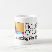 色のロゴの家が付いているマグ コーヒーマグカップ (中央)