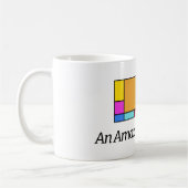 色のロゴの家が付いているマグ コーヒーマグカップ (左)