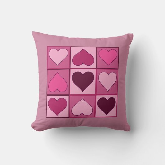 色のロマンチックなピンクのハート上下に クッション (正面)