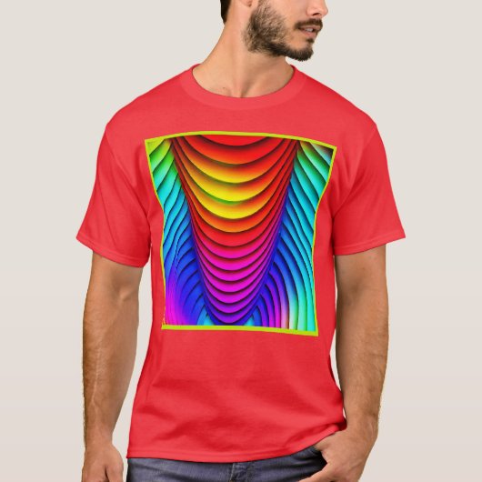色の万華鏡のように千変万化するパターン3Dパターン Tシャツ (正面)