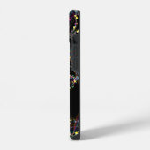色の中で渦巻数々のく泡パターン黒BG iPhoneケース (左側面)