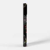 色の中で渦巻数々のく泡パターン黒BG iPhoneケース (右側面)