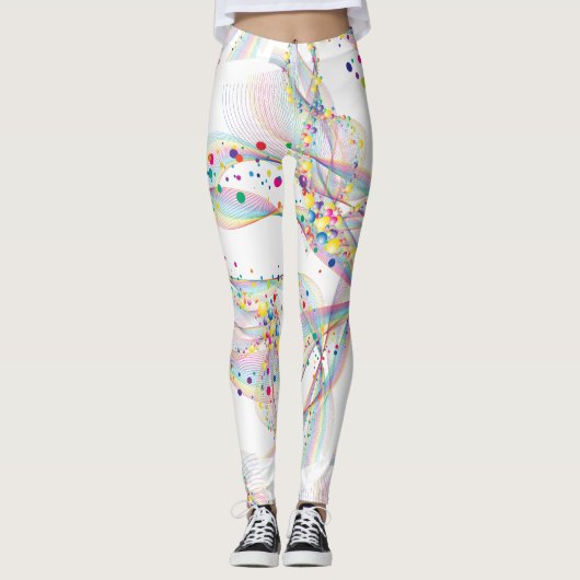 色の中で渦巻数々のく泡パターン レギンス (正面)