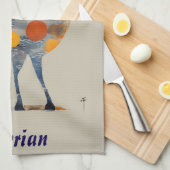 色の丸い鹿 キッチンタオル (四つ折り)