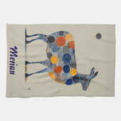 色の丸い鹿 キッチンタオル (横)