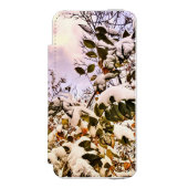 色の付いたに新雪が葉降る INCIPIO iPhoneウォレットケース (フォリオ 正面)