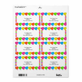 色の付いたハートラベル ラベル (フルシート)